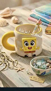 مج سيراميك بتصميم سبونج بوب مع ملعقة