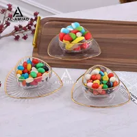 طقم ضيافة زجاجي مثلث بحواف ذهبية - الأمجاد (Al-Amjad)