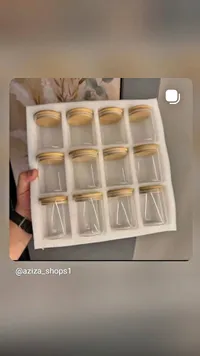 علب زجاجية بغطاء خيزران (مجموعة من 12)