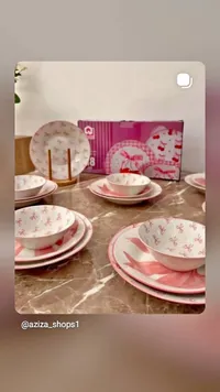 طقم أطباق وصحون بتصميم فراشات وكرز
