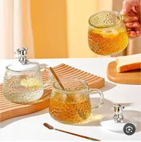 كوب زجاجي بتصميم دب لطيف