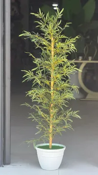 شجرة زينة صناعية طويلة في أصيص أبيض