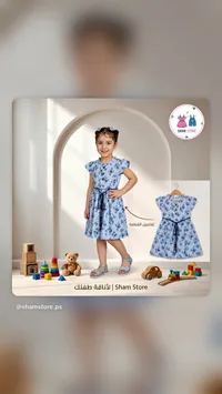 فستان بناتي صيفي مشجر - شام ستور (Sham Store)