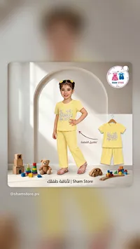 طقم صيفي بناتي أصفر - شام ستور (Sham Store)