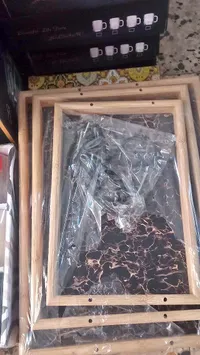 طقم صواني تقديم خشبية رخامية