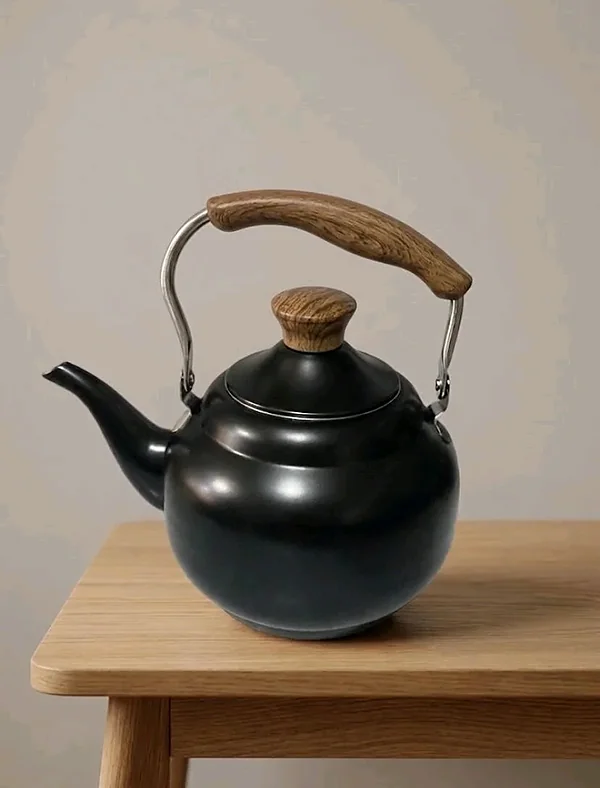 غلاية شاي وماء عصرية (براد شاي) بتصميم أنيق ومقبض خشبي. - أدوات منزلية - سوق غزة