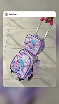 حقيبة مدرسية بعجلات مع مقلمة - شخصية كرتونية