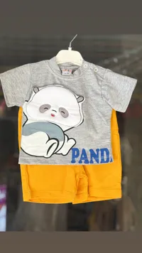 طقم ملابس أطفال صيفي بتصميم باندا - كريزي بيبي (Crazy Baby)