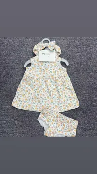 طقم فستان صيفي بناتي مع ربطة شعر - بي إل بيبي (PLBaby)