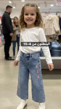 بنطال جينز بطبعات زهرية للأطفال