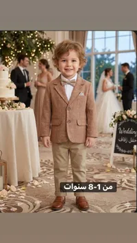 بدلة أطفال رسمية - جاكيت وبنطلون بني