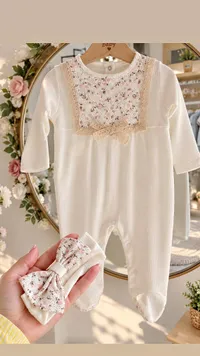 بدلة أطفال بتطريز زهري (Baby)