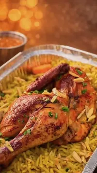وجبة دجاج مشوي مع أرز مبهر