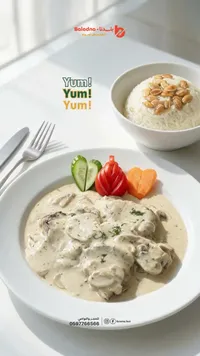 طبق لحم بالكريمة والفطر - بلدنا (Baladna)