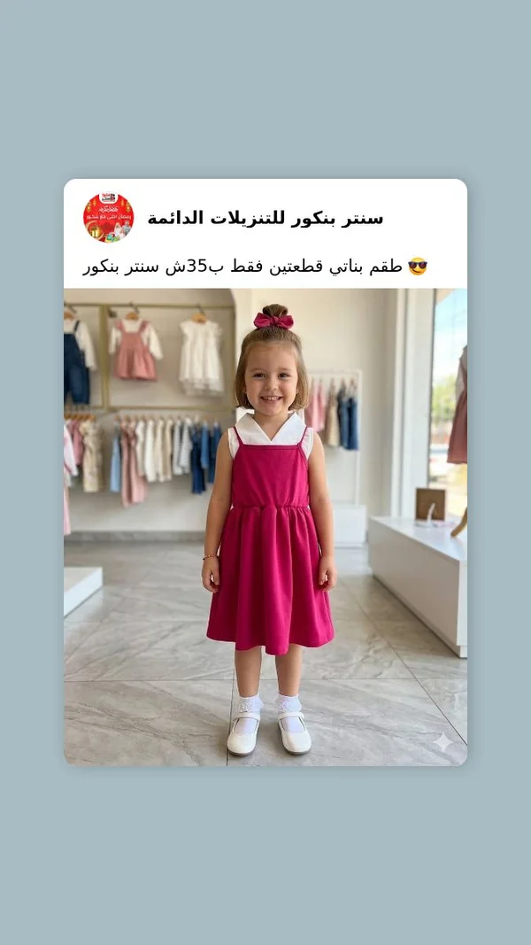 طقم بناتي قطعتين - سنتر بنكور - ملابس أطفال - سوق غزة