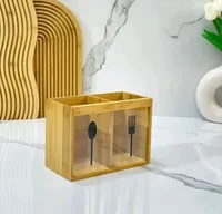 حامل أدوات المائدة الخشبي