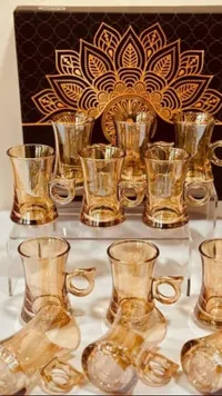 طقم كاسات شاي زجاجية ملونة - ماندالا