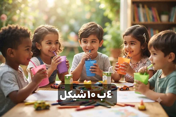 كاسات بلاستيكية ملونة للأطفال مع شفاطة - أدوات منزلية - سوق غزة