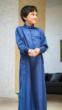 ثوب أطفال إسلامي أزرق فاتح