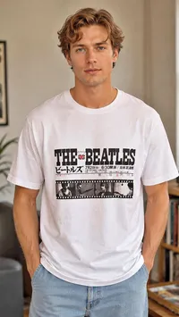 تيشيرت قطني بطبعة فرقة البيتلز (The Beatles)