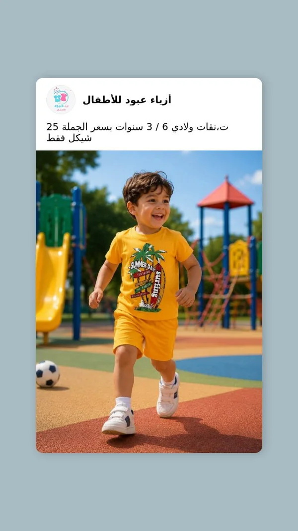 طقم ملابس صيفي ولادي - أزياء عبود - ملابس أطفال - سوق غزة
