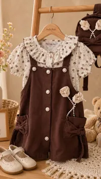 طقم فستان بناتي بياقة مزينة - سيلي كيدز (Sealy Kids)