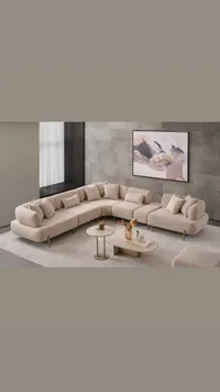 طقم كنب زاوية عصري بتصميم منحني