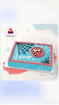 قالب كيك عيد ميلاد بتصميم سبايدرمان - بلاك فورست (Black Forest)