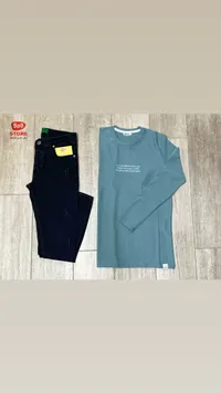 طقم شبابي بلوزة وبنطلون جينز - BoB Store