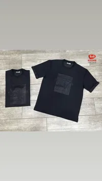 تيشيرت رجالي أسود سادة بياقة دائرية من بوب ستور (BoB Store)