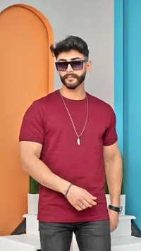 تيشيرت رجالي سادة بياقة دائرية