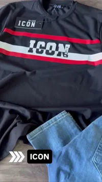 تيشيرت رجالي أسود بتصميم آيكون - ميلانو (Icon)