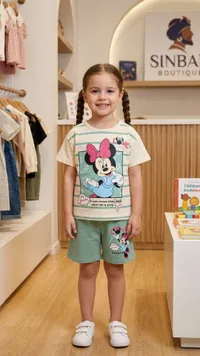 طقم ملابس أطفال صيفي بطبعة ميني ماوس - سندباد بوتيك (Sinbad Boutique)