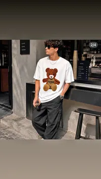 تيشيرت أبيض بطبعة الدب - فندي (Fendi)