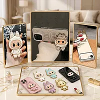غطاء وركازة هاتف لشخصية لابوبو (Labubu Flip Mirror Phone Case & Grip Stand).