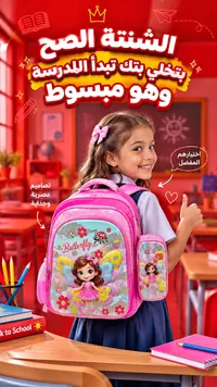 حقيبة ظهر مدرسية بتصميم فراشة (Butterfly)