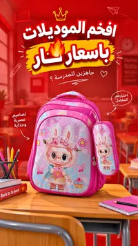 حقيبة مدرسية بتصميم أرنب لطيف