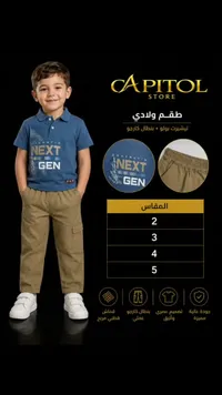 طقم ولادي تيشيرت بولو وبنطال كارجو - كابيتول ستور (Capitol Store)