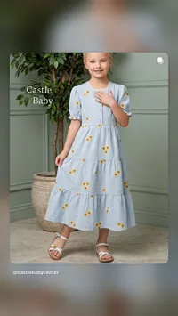 فستان صيفي بناتي بنقشة عباد الشمس - كاسل بيبي (Castle Baby)