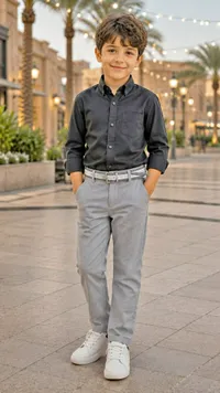 قميص أطفال رسمي - رمادي (Kids Formal Shirt)