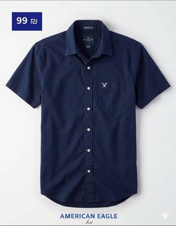 قميص رجالي كحلي بأكمام قصيرة - أمريكان إيجل (American Eagle) - ملابس رجالية - سوق غزة