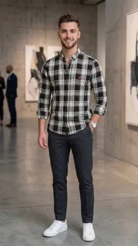 قميص كاروهات رجالي - أمريكان إيجل (American Eagle)