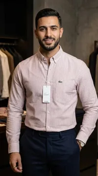 قميص رجالي مخطط بأكمام طويلة - لاكوست (Lacoste)