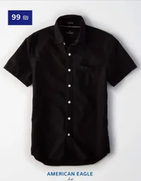 قميص رجالي أسود بأكمام قصيرة - أمريكان إيجل (American Eagle) - سوق غزة