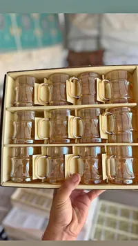 طقم أكواب زجاجية ملونة - 12 قطعة