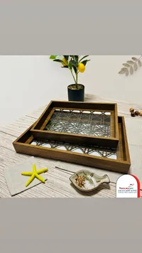 صينية تقديم خشبية بتصميم شبكي (Bolbolsat)