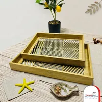 طقم صواني تقديم خشبية بتصميم عصري (BOLBOLSAT)