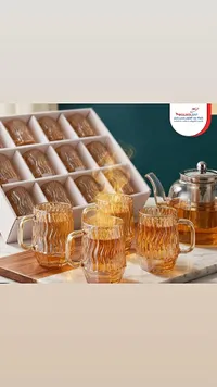 طقم أكواب شاي زجاجية - بولبوسات (BOLBOLSAT)