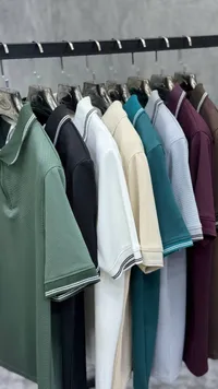 قميص بولو رجالي صيفي بنسيج بارز