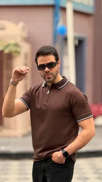 تيشيرت بولو رجالي بسحاب أمامي